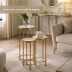 3 COLONNINE TONDE METALLO E PIETRA SIMIL MARMO MISURE 30X30X70/ 25X25X60/ 20X20X50