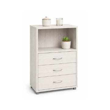 CASSETTIERA 3 CASSETTI E UN RIPIANO IN LEGNO BIANCO DIMENSIONI  60X40X101CM