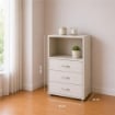CASSETTIERA 3 CASSETTI E UN RIPIANO IN LEGNO BIANCO DIMENSIONI  60X40X101CM