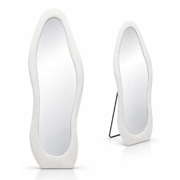 SPECCHIO ONDA IN VELLUTO BIANCO CON PIEDE E GANCI PER APPENDERE MISURE: 60X160 CM