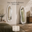 SPECCHIO ONDA IN VELLUTO BIANCO CON PIEDE E GANCI PER APPENDERE MISURE: 60X160 CM
