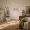 SPECCHIO ONDA IN VELLUTO BIANCO CON PIEDE E GANCI PER APPENDERE MISURE: 60X160 CM