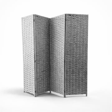 SEPARE' CON QUATTRO PANNELLI IN PLASTICA GRIGIO CON STRUTTURA IN LEGNO MISURE: 180X45CM
