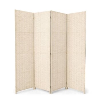 SEPARE' CON QUATTRO PANNELLI IN PLASTICA BEIGE CON STRUTTURA IN LEGNO MISURE: 180X45 CM