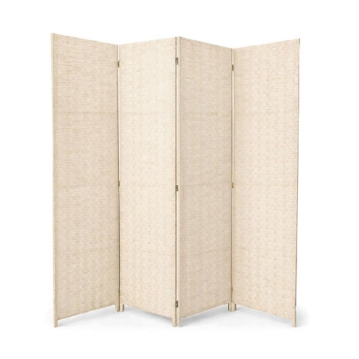 SEPARE' CON QUATTRO PANNELLI IN PLASTICA BEIGE CON STRUTTURA IN LEGNO MISURE: 180X45 CM