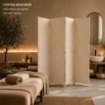 SEPARE' CON QUATTRO PANNELLI IN PLASTICA BEIGE CON STRUTTURA IN LEGNO MISURE: 180X45 CM