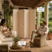 SEPARE' CON QUATTRO PANNELLI IN PLASTICA BEIGE CON STRUTTURA IN LEGNO MISURE: 180X45 CM