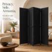 SEPARE' CON QUATTRO PANNELLI IN PLATICA NERO CON STRUTTURA IN LEGNO MISURE: 180X45CM