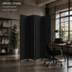 SEPARE' CON QUATTRO PANNELLI IN PLATICA NERO CON STRUTTURA IN LEGNO MISURE: 180X45CM