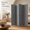 SEPARE' CON QUATTRO PANNELLI IN PLASTICA GRIGIO CON STRUTTURA IN LEGNO MISURE: 180X45CM