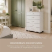 CASSETTIERA 5 CASSETTI IN LEGNO BIANCO CON PIANO D'APPOGGIO DIMENSIONI 68X40X101H CM 