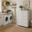 CASSETTIERA 5 CASSETTI IN LEGNO BIANCO CON PIANO D'APPOGGIO DIMENSIONI 68X40X101H CM 