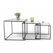 SET DI TRE TAVOLINI RETTANGOLARI CONSTRUTTURA IN METALLO NERO E TOP IN MDF EFFETTO MARMO MISURE: 35X40CM, 40X45CM, 45X50CM