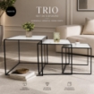 SET DI TRE TAVOLINI RETTANGOLARI CONSTRUTTURA IN METALLO NERO E TOP IN MDF EFFETTO MARMO MISURE: 35X40CM, 40X45CM, 45X50CM