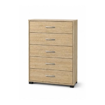 CASSETTIERA 5 CASSETTI IN LEGNO CON PIANO D'APPOGGIO COLORE ROVERE DIMENSIONI 68X40X101CM