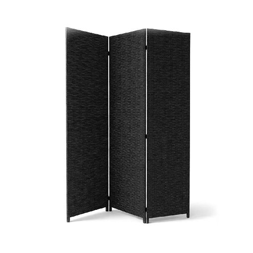 SEPARE' CON TRE PANNELLI IN PLASTICA NERO CON STRUTTURA IN LEGNO MISURE: 180X45CM