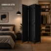 SEPARE' CON TRE PANNELLI IN PLASTICA NERO CON STRUTTURA IN LEGNO MISURE: 180X45CM