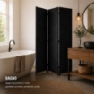 SEPARE' CON TRE PANNELLI IN PLASTICA NERO CON STRUTTURA IN LEGNO MISURE: 180X45CM