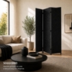SEPARE' CON TRE PANNELLI IN PLASTICA NERO CON STRUTTURA IN LEGNO MISURE: 180X45CM