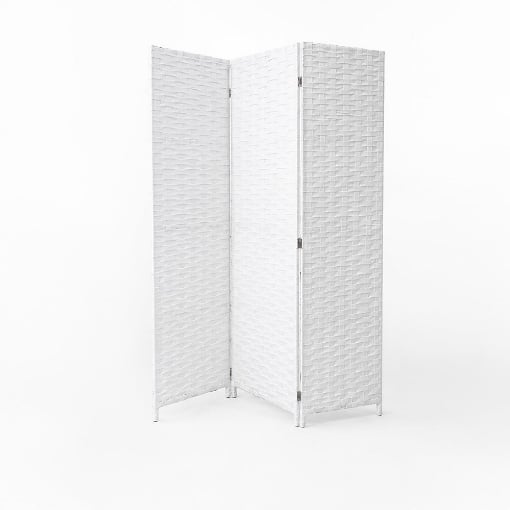 SEPARE' CON TRE PANNELLI IN PLASTICA BIANCO CON STRUTTURA IN LEGNO MISURE: 180X135CM