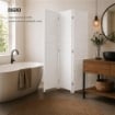 SEPARE' CON TRE PANNELLI IN PLASTICA BIANCO CON STRUTTURA IN LEGNO MISURE: 180X135CM