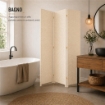 SEPARE' CON TRE PANNELLI IN PLASTICA BEIGE CON STRUTTURA IN LEGNO MISURE: 180X135CM