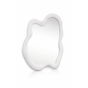 SPECCHIO ONDULATO IN VELLUTO CON GANCI PER APPENDERE DIMENSIONI 70X90X4.5CM - LINEA: CIELO COLORE BIANCO
