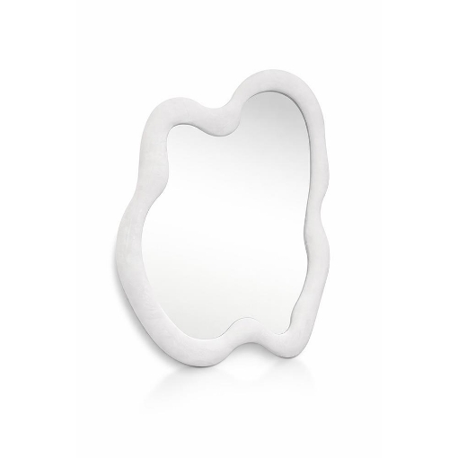 SPECCHIO ONDULATO IN VELLUTO CON GANCI PER APPENDERE DIMENSIONI 70X90X4.5CM - LINEA: CIELO COLORE BIANCO