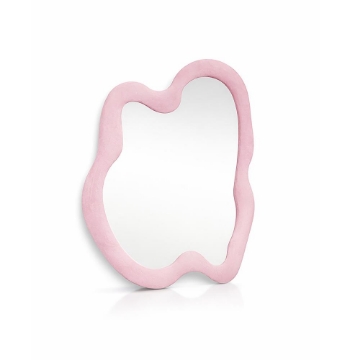 SPECCHIO ONDULATO IN VELLUTO CON GANCI PER APPENDERE DIMENSIONI 70X90X4.5CM - LINEA: CIELO COLORE ROSA