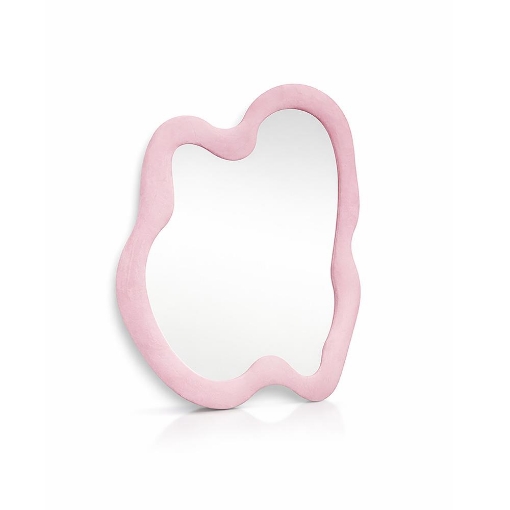 SPECCHIO ONDULATO IN VELLUTO CON GANCI PER APPENDERE DIMENSIONI 70X90X4.5CM - LINEA: CIELO COLORE ROSA