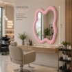 SPECCHIO ONDULATO IN VELLUTO CON GANCI PER APPENDERE DIMENSIONI 70X90X4.5CM - LINEA: CIELO COLORE ROSA