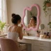 SPECCHIO ONDULATO IN VELLUTO CON GANCI PER APPENDERE DIMENSIONI 70X90X4.5CM - LINEA: CIELO COLORE ROSA