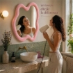SPECCHIO ONDULATO IN VELLUTO CON GANCI PER APPENDERE DIMENSIONI 70X90X4.5CM - LINEA: CIELO COLORE ROSA