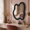 SPECCHIO ONDULATO IN VELLUTO CON GANCI PER APPENDERE DIMENSIONI 70X90X4.5CM - LINEA: CIELO COLORE NERO
