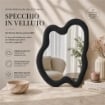 SPECCHIO ONDULATO IN VELLUTO CON GANCI PER APPENDERE DIMENSIONI 70X90X4.5CM - LINEA: CIELO COLORE NERO