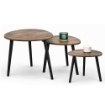 SET DI TRE TAVOLINI CON PIEDI IN LEGNO SCURO CON TOP IN MDF EFFETTO LEGNO SCUROMISURE: 39X32CM, 48X38CM, 59X49CM