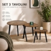 SET DI TRE TAVOLINI CON PIEDI IN LEGNO SCURO CON TOP IN MDF EFFETTO LEGNO SCUROMISURE: 39X32CM, 48X38CM, 59X49CM