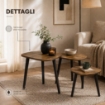 SET DI TRE TAVOLINI CON PIEDI IN LEGNO SCURO CON TOP IN MDF EFFETTO LEGNO SCUROMISURE: 39X32CM, 48X38CM, 59X49CM