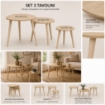 SET DI 3 TAVOLINI CON PIEDI IN LEGNO CHIARO E TOP IN MDF EFFETTO LEGNO CHIARO MISURE: 39X32CM, 48X38CM, 59X49CM