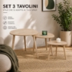 SET DI 3 TAVOLINI CON PIEDI IN LEGNO CHIARO E TOP IN MDF EFFETTO LEGNO CHIARO MISURE: 39X32CM, 48X38CM, 59X49CM