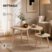 SET DI 3 TAVOLINI CON PIEDI IN LEGNO CHIARO E TOP IN MDF EFFETTO LEGNO CHIARO MISURE: 39X32CM, 48X38CM, 59X49CM
