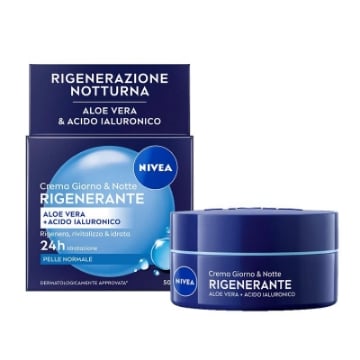 CREMA VISO NIVEA 50 ML GIORNO NOTTE – RIGENERANTE CON ALOE VERA E ACIDO IALURONICO