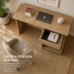 SCRIVANIA PER UFFICIO O CAMERA IN MDF ROVERE CON CASSETTO E RIPIANI MISURE 88X45X75 CM