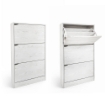 SCARPIERE A 3 ANTE CON PANNELLO RETROSTANTE IN MDF COLORE BIANCO LEGNO MISURA 63X24X115 CM LINEA HARMON