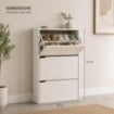 SCARPIERE A 3 ANTE CON PANNELLO RETROSTANTE IN MDF COLORE BIANCO LEGNO MISURA 63X24X115 CM LINEA HARMON