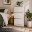 SCARPIERE A 3 ANTE CON PANNELLO RETROSTANTE IN MDF COLORE BIANCO LEGNO MISURA 63X24X115 CM LINEA HARMON