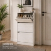 SCARPIERE A 3 ANTE CON PANNELLO RETROSTANTE IN MDF COLORE BIANCO LEGNO MISURA 63X24X115 CM LINEA HARMON