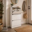 SCARPIERE A 3 ANTE CON PANNELLO RETROSTANTE IN MDF COLORE BIANCO LEGNO MISURA 63X24X115 CM LINEA HARMON