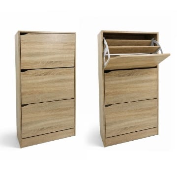 SCARPIERA LINEA HARMON A 3 ANTE E PANNELLO RERTROSTANTE IN MDF COLORE ROVERE MISURA 63X24X115 CM