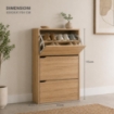 SCARPIERA LINEA HARMON A 3 ANTE E PANNELLO RERTROSTANTE IN MDF COLORE ROVERE MISURA 63X24X115 CM